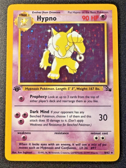 1st Edition Hypno 8/62 Fossil Pokemon Card Holo Foil Rare LP - Image 1
