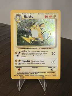 Pokemon TCG Raichu Base Set Unlimited Holo Card #14/102 MP - Image 3