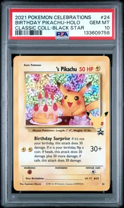 2021 POKEMON CELEBRATIONS CLASSIC COLL #24 BIRTHDAY PIKACHU-HOLO PSA 10 - Image 1