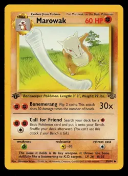 Pokemon 1st Edition Marowak Jungle 39/64 1999 Near Mint - Image 1