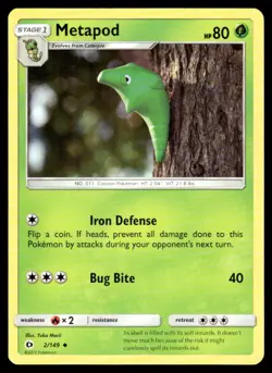 2017 Sun & Moon - Burning Shadows Metapod Stage 1/Uncommon #2 - Image 1