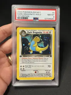 Pokemon TCG Dark Dragonite Holo Rare 1st Edition 5/82 PSA 8 NM-MT Swirl - Image 1
