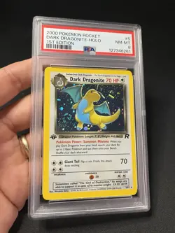 Pokemon TCG Dark Dragonite Holo Rare 1st Edition 5/82 PSA 8 NM-MT Swirl - Image 2