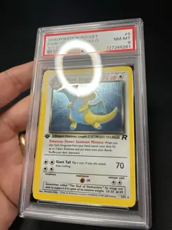Pokemon TCG Dark Dragonite Holo Rare 1st Edition 5/82 PSA 8 NM-MT Swirl - Image 3
