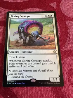 Magic The Gathering Goring Ceratops Ixalan 013 White Dinosaur Foil - Image 1