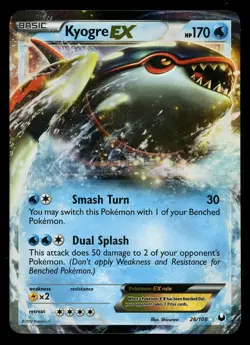 Pokemon Kyogre EX 26/108 Black & White Dark Explorers Ultra Rare LP - Image 1