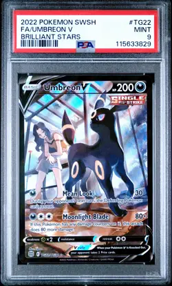 2022 POKEMON SWORD & SHIELD BRILLIANT STARS #TG22 FULL ART/UMBREON V PSA 9 - Image 1