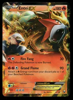 Pokemon Entei EX 13/108 Black & White Dark Explorers Ultra Rare LP - Image 1