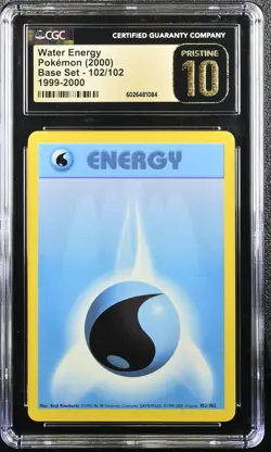 2000 Water Energy 102/102 1999-2000 Base Set Pokemon CGC 10 Pristine - Image 1