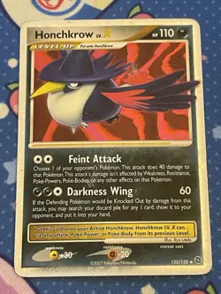 Honchkrow LV.X Holo Pokemon Card 132/132 Secret Wonders Series HP/ DMG - Image 2