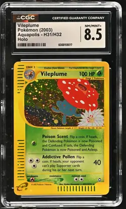 CGC 8.5 Vileplume 2003 Aquapolis H31/H32 Holo Pokemon Card - Image 1