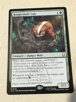 mtg Badgermole Cub, Avatar the Last Airbender, mythic rare, unplayed - Image 1