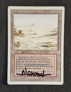MTG Badlands Dual Land Signed By Artist, Revised 3rd Ed, LP Condition - Image 1