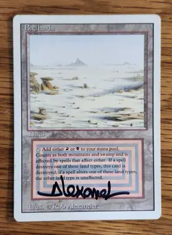 MTG Badlands Dual Land Signed By Artist, Revised 3rd Ed, LP Condition - Image 3