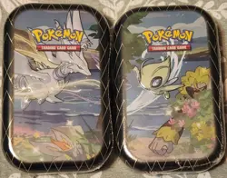 Pokemon TCG Shining Fates 2 Pack Mini Tin Set (Celebi & Rashiram) Sealed - Image 1
