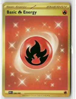 POKEMON OBSIDIAN FLAMES FIRE ENERGY SECRET RARE GOLD 230/197 TCG HOLO - Image 1