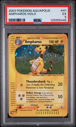 2003 Pokemon Aquapolis Holo Ampharos #H1 PSA 5 - Image 1