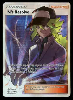 Pokemon N's Resolve 232/236 Sun & Moon Cosmic Eclipse Full Art Rare Near Mint - Image 1