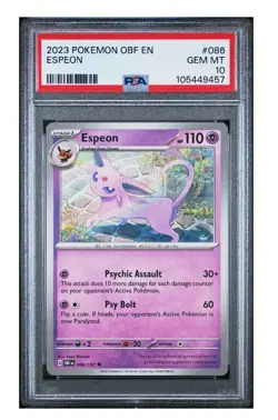 PSA 10 2023 POKEMON OBF EN-OBSIDIAN FLAMES #086 ESPEON Gem Mint - Image 1