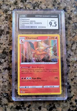 🔥Charizard Holo Pokemon Card CGC 9.5 MINT+ Graded Pokemon GO #010/078 (2022)✨ - Image 1