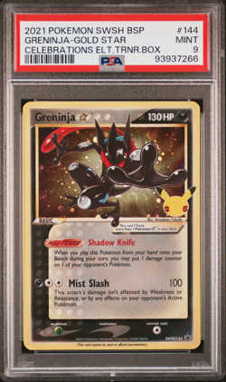 PSA 9 Greninja Gold Star SWSH144 Black Star Promo Celebrations Pokemon Card - Image 1