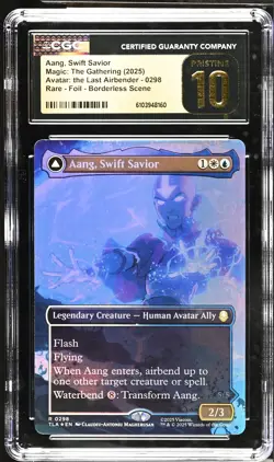 AANG, SWIFT SAVIOR Avatar TLA Borderless Foil CGC Pristine 10 MTG - Image 1