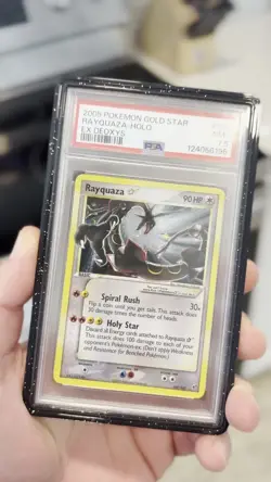 2005 POKEMON EX DEOXYS GOLD STAR #107 RAYQUAZA-HOLO PSA 7.5 NM+ POP 8 w/ Swirl - Image 2