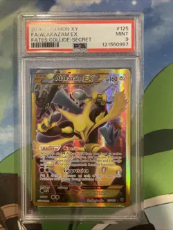 2016 POKEMON XY FATES COLLIDE SECRET #125 FULL ART/ALAKAZAM EX PSA 9 - Image 1
