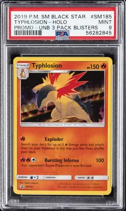 2019 POKEMON SM BLACK STAR PROMO #SM185 TYPHLOSION-HOLO PSA 9 - Image 1