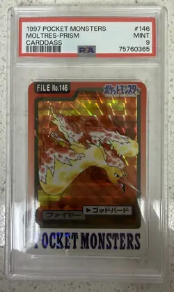 1997 Pocket Monsters Carddass 146 Moltres-prism Cardass PSA 9 - Image 1