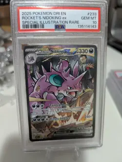 6129 Team Rocket's Nidoking ex 2025 Pokemon SV Destined Rivals #233 SIR PSA 10 - Image 1