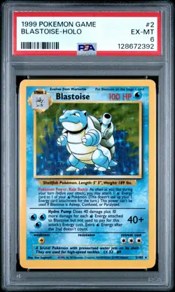 1999 POKEMON BASE SET UNLIMITED #2 BLASTOISE-HOLO PSA 6 - Image 1