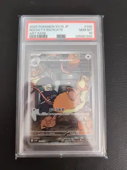 Team Rocket's Raticate 108/098 Holographic Pokemon Card SV10 PSA 10 - Image 1