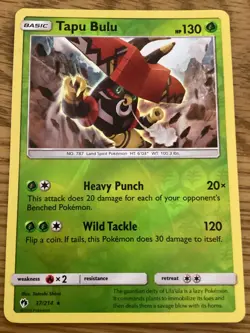 Tapu Bulu Pokemon Card 37/214 Reverse Holo- Used -Sun & Moon-Lost Thunder - Image 1