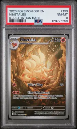 Ninetales, SV Obsidian Flames Pokemon Illustration Rare, 199/197, PSA 8 NM-MT - Image 1