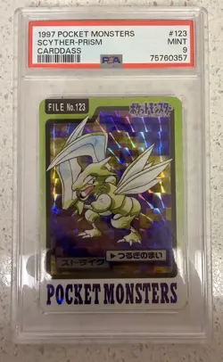 1997 Pocket Monsters Carddass 123 Scyther-Prism Carddass PSA 9 - Image 1