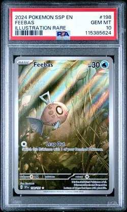 Pokemon PSA 10 Gem Mint Surging Sparks Illustration Rare Feebas 198/191 - Image 1