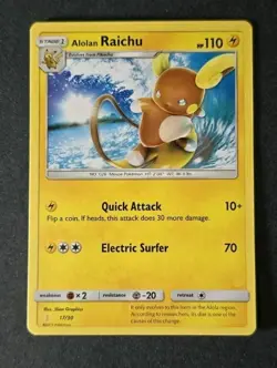 Alolan Raichu 17/30 Sun Moon Alolan Raichu Trainer Kit Pokemon Card - Image 1