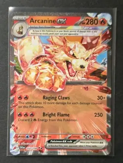 Arcanine EX 032/198 Scarlet & Violet Base DOUBLE RARE Holo Pokemon TCG Card NM - Image 1