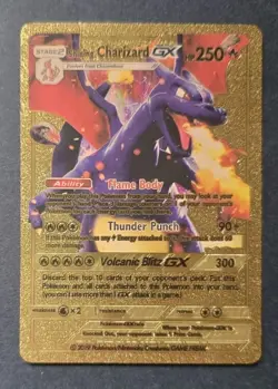 FAN ART Shining Charizard GX Gold Foil Trading Card - Image 1