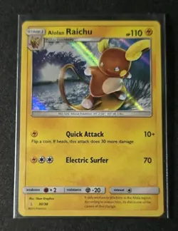 Alolan Raichu 30/30 Sun & Moon Rare Holo Pokemon Card - Image 1