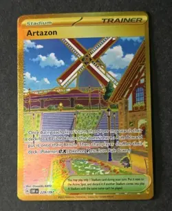 Pokemon TCG Artazon Holo Gold Full Art Card 229/197 Obsidian Flames Secret Rare - Image 1