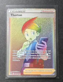 Pokemon Thorton Rainbow Secret Rare Full Art Trainer 210/196 Lost Origin Card - Image 1