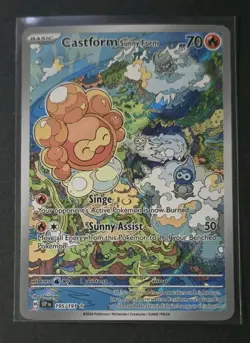 Pokemon Card - Castform Sunny Form 195/191 Sv08: Surging Sparks Holo - Image 1