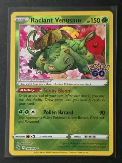 Pokemon Card TCG - Radiant Venusaur 004/078 Radiant Rare Pokemon GO - Near Mint - Image 1