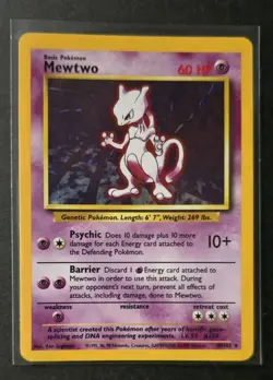 Mewtwo 10/102 MP Base Set 1999 Pokemon Card Holo Rare Holofoil - Image 1