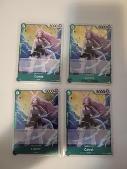 ONE PIECE CARD GAME OP02-029 Rare Carrot English 4x Playset play set NM mint - Image 1