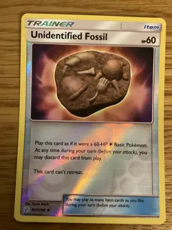 Unidentified Fossil Pokemon Card 207/236 Rev Holo- Used Sun & Moon/C Eclipse Set - Image 1
