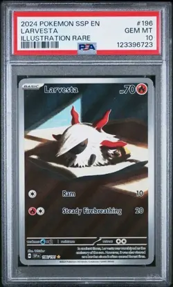 2024 Pokemon SSP EN Larvesta PSA 10 GEM Illustration Rare Full Art 196/191 - Image 1