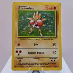 Pokemon TCG - Hitmonchan 7/102 Base Set Holo Rare WOTC 1999 - HP - Image 2